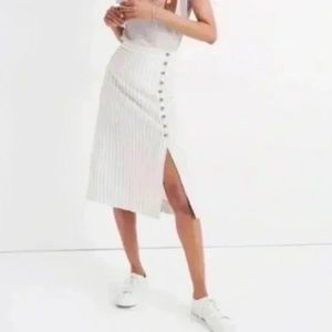 Madewell Side-Button Midi Skirt in Pinstripe size 2